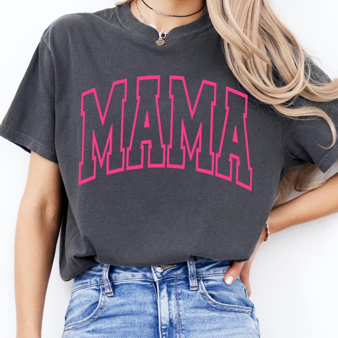 Comfort Colors Brand Unisex Fit Shirt, Neon Puff Mama Arched Design