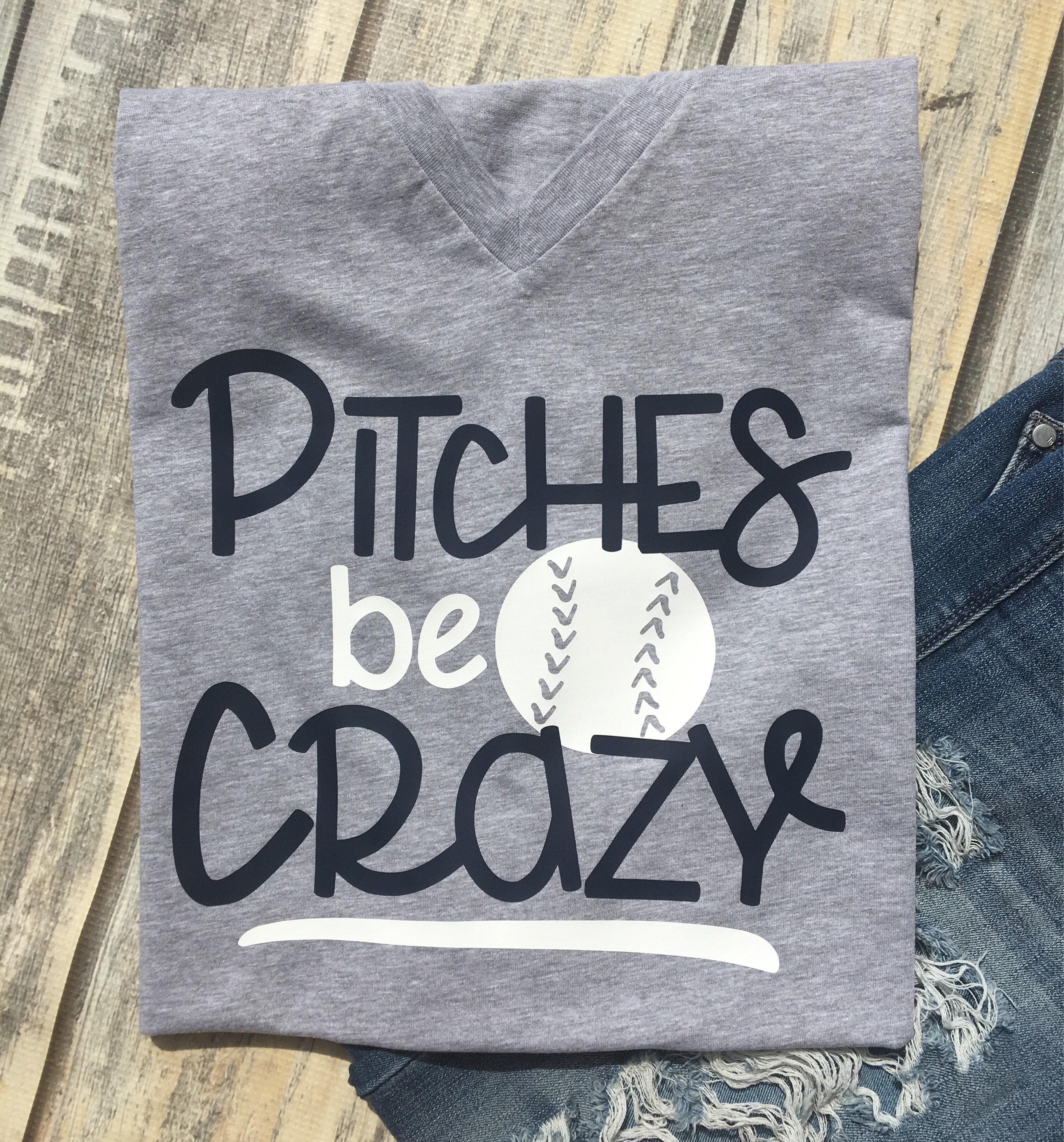 Pitches be crazy unisex fit v neck crew neck gray tee  etsy