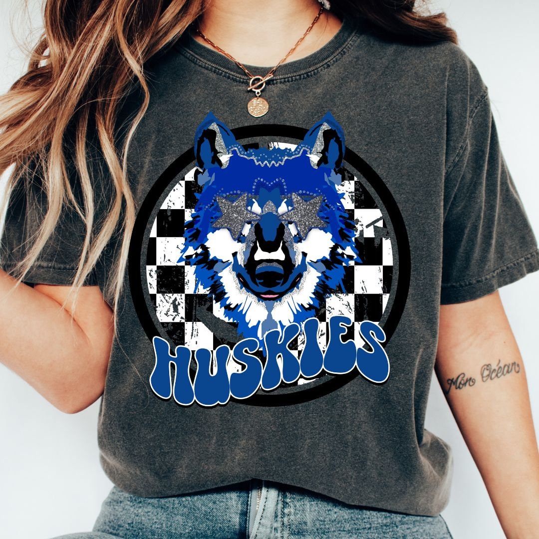 Huskies Royal Blue Black and White, Comfort Colors Pepper, Huskies ...