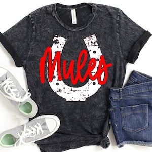 Mules Shirt, Bella Brand Black Mineral Wash, Unisex Fit