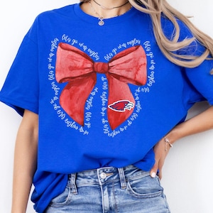 Lets Go War Eagles Game Day Bow Shirt with Team Logo on Bow, Custom Bow Tee, Custom Colors, Custom School Name, Unisex Fit Bella Brand Shirt
