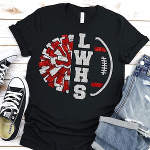 LWHS Football Cheer Team Shirt, Red and Silver Glitter Glitter, Custom School Gear, Football Mom, Cheer Mom, Team Pride Gift, Spirit Gift