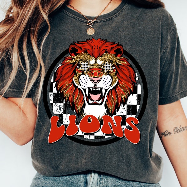 Lions Black and Red, Comfort Colors Pepper, AGS School Spirit Shirt, Lions Team Pride Shirt, Lions School Shirt, Unisex Fit