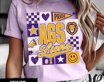 Custom Retro Checkerboard School Pride Shirt | Personalized Mascot Tee