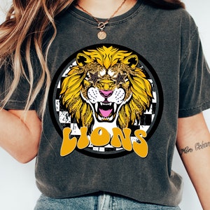 Lions Black and Gold, Comfort Colors Pepper, AGS School Spirit Shirt, Lions Team Pride Shirt, Lions School Shirt, Unisex Fit