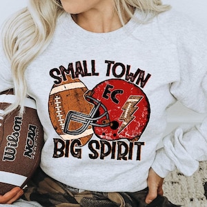 Small Town Big Spirit Football Shirt, Red and Black Football Team Shirt, Football Mom Shirt, Custom Football Shirt, Football Spirit Shirt