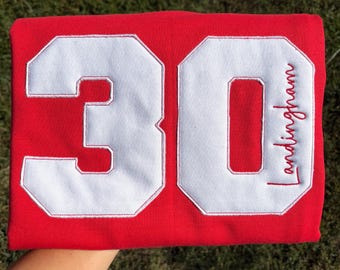 Personalized Applique Number Sweatshirt: Embroidered Name, Varsity Style