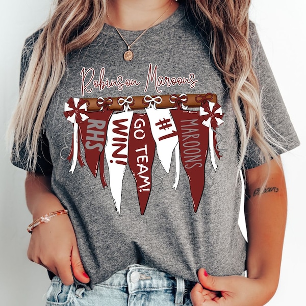 Robinson Maroons Pennant Flag Shirt: Custom School Spirit Tee