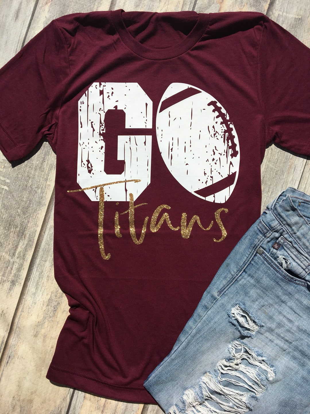 Customizable GO Mascot, Football Team Spirit, Go Titans, Maroon and