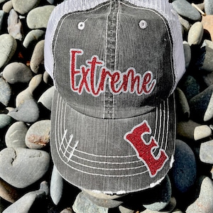 Extreme Softball, Custom Team Hat , Softball Mom Hat, Baseball Mom, Distressed Trucker Hat, Adjustable, One Size