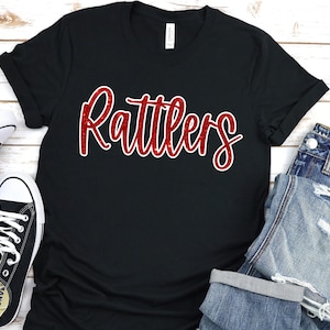 Rattlers Glitter Mascot Team Shirt, Customizable, Custom Glitter Team Shirt, Team Pride, Mascot, School Team Shirt, Mascot Pride, Unisex