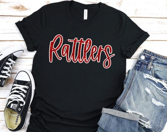Rattlers Glitter Mascot Team Shirt, Personalizable, Custom Glitter Team Shirt, Team Pride, Mascot, School Team Shirt, Mascot Pride, Unisex