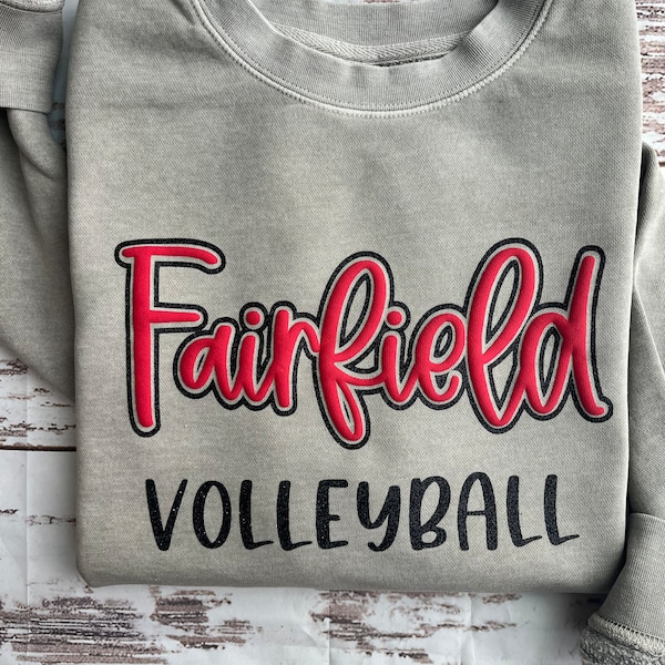 Puff Vinyl and Glitter outline, Custom Volleyball Team Crewneck Sweatshirt