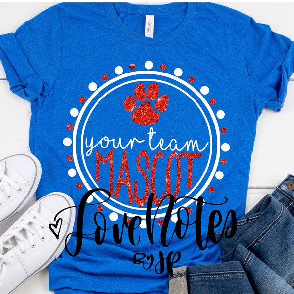 Customizable Team Spirit Shirt, Paw Team Spirit Shirt, Team Pride, Royal and Gold, School Colors Shirt, Paw Print, Mascot Shirt