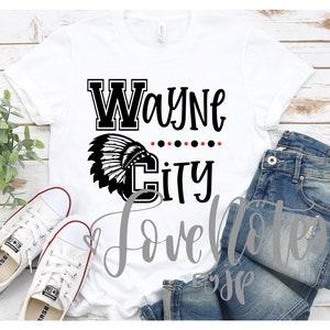 Wayne City Indians, Braves Pride Shirt, School Spirit Tee, Confetti and Glitter, Red and Black, White Unisex Fit Shirt, Confetti Optional