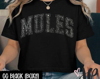 Custom Glitter Arch Comfort Colors Boxy Crop Tee | Personalized School Spirit Shirt