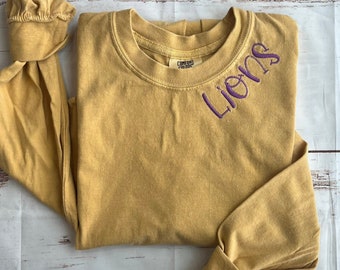 Custom Embroidered Collar Design, School Mascot, Tonal Comfort Colors, Unisex Fit