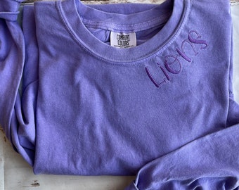 Custom Embroidered Collar Design, School Mascot, Tonal Comfort Colors, Unisex Fit