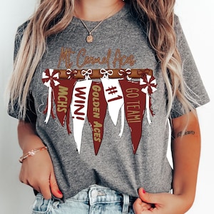 Mt. Carmel Aces Pennant Banner Flag Shirt, Custom Spirit Tee, Custom Colors, Mascot, Custom School Name, Unisex Fit Bella Brand Shirt