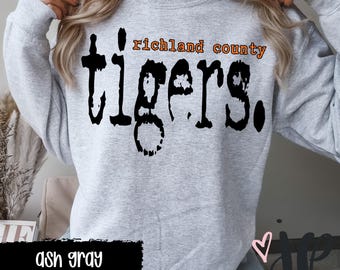 Custom School Mascot Sweatshirt | Personalized Tiger Spirit Crewneck | Richland County Team Name