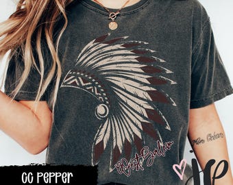 Custom Warriors Indians Braves Mascot Shirt | Personalized School Spirit Tee | Distressed Vintage Graphic