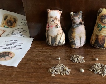 Mini Antique Replica Arnold Print Works | Animal dolls | Printed kits | pug dog | terrier dog | cat | pattern