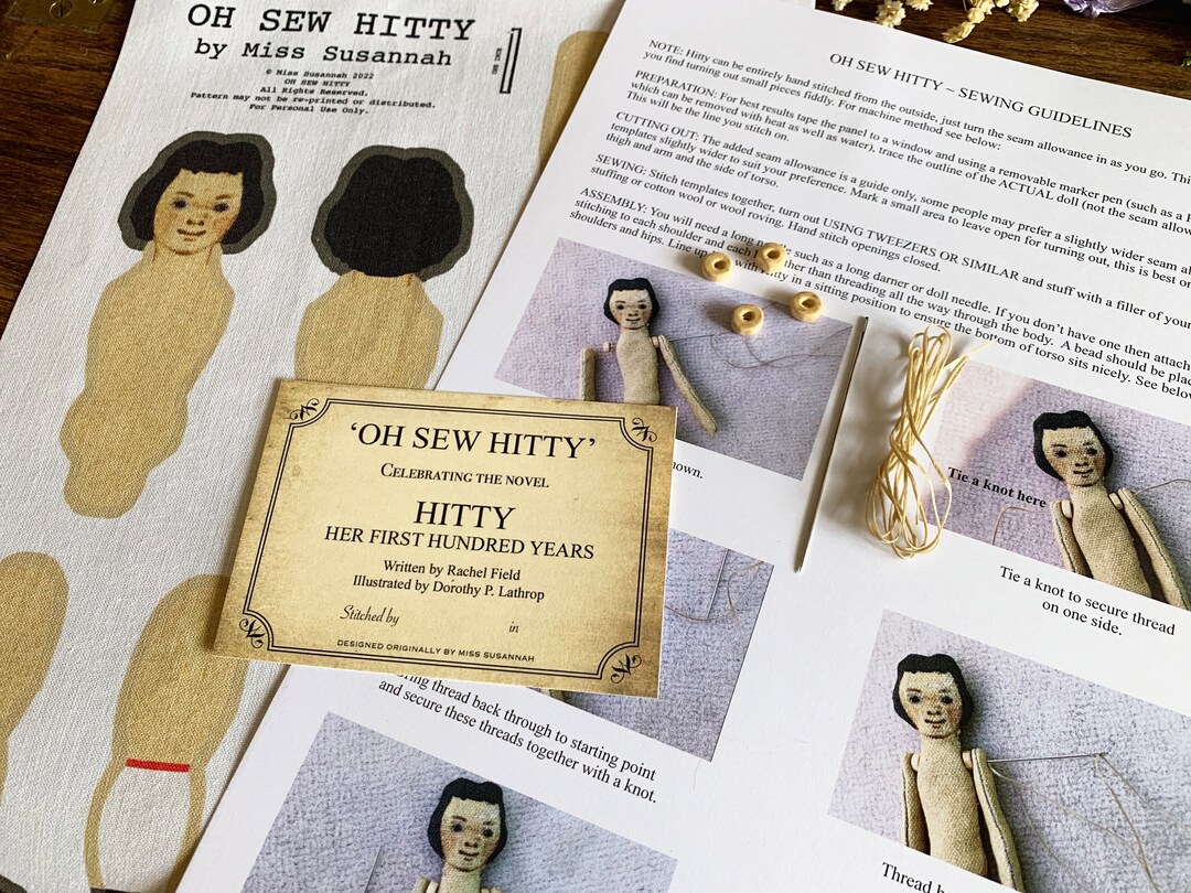 Printed Jointed Cloth Hitty Doll Kit Cloth Doll Sewing Pattern Mini ...