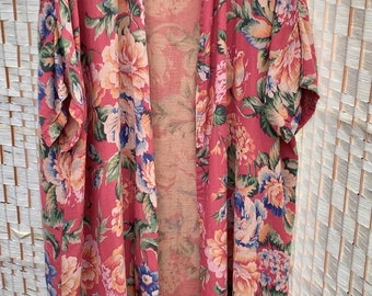 LAST ONE | 1920s 1930s Artist style drapey vintage floral red art robe | One Size | Plus Size | The Danish Girl | Artist Clothing | Art