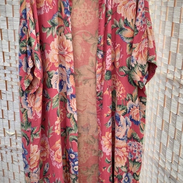 LAST ONE | 1920s 1930s Artist style drapey vintage floral red art robe | One Size | Plus Size | The Danish Girl | Artist Clothing | Art
