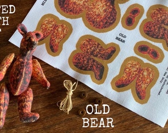 PRINTED CLOTH KIT Mini Replica Antique Old Bear kit by Miss Susannah