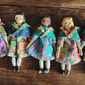 PRINTED Patchwork Hitty Doll  Dress KIT & Reversible Cape KIT by Miss Susannah | Hitty Doll Dress | Doll Dress Pattern