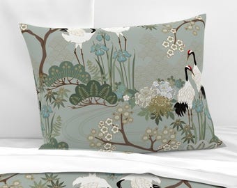 Pillow Sham Standard, King or Euro - Cotton Sateen - Made in the USA - Japanese Garden Sage