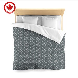 Duvet Cover King, Queen, Double Full, Twin - Scattered Flowers Winter Green