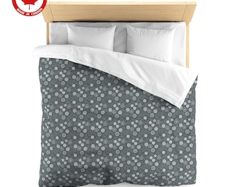 Duvet Cover King, Queen, Double Full, Twin - Scattered Flowers Winter Green