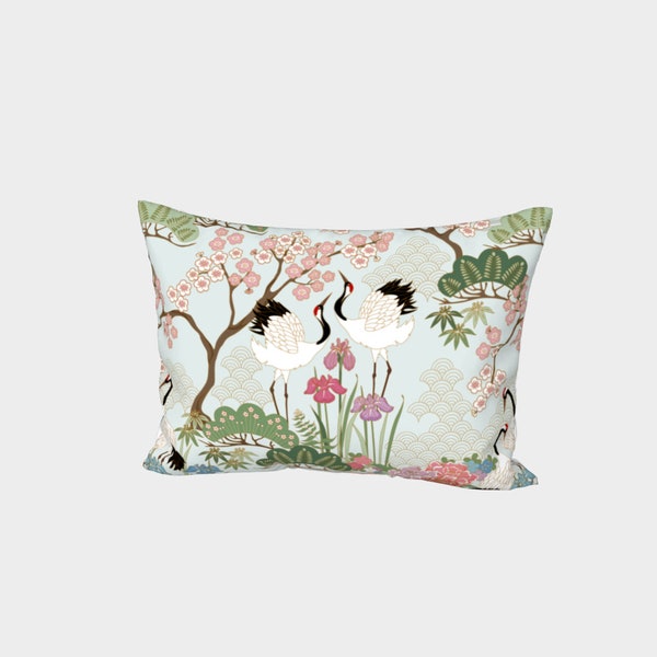Envelope Pillow Sham-Japanese Garden Chantilly - Cotton Sateen - Standard and King Size