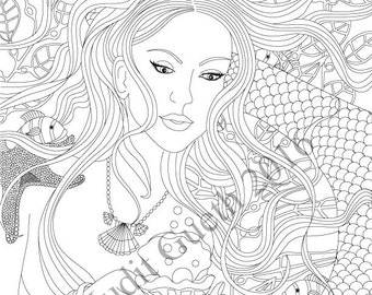 Desenho para colorir sereia