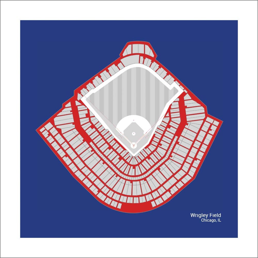 Wrigley Field Chicago Cubs Stadium Seating Art Print Etsy