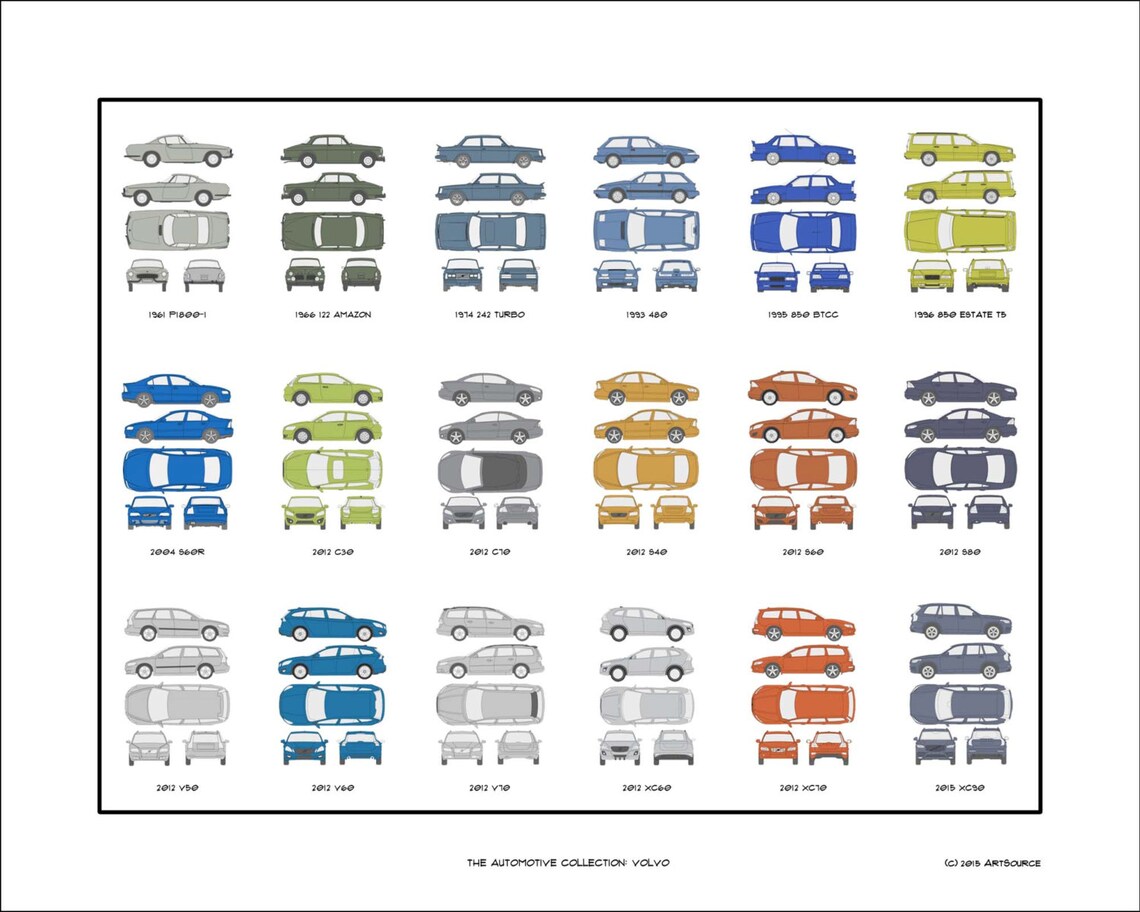 Volvo Auto Collectie Tekening Art Car S40 S60 S80 C30 C70