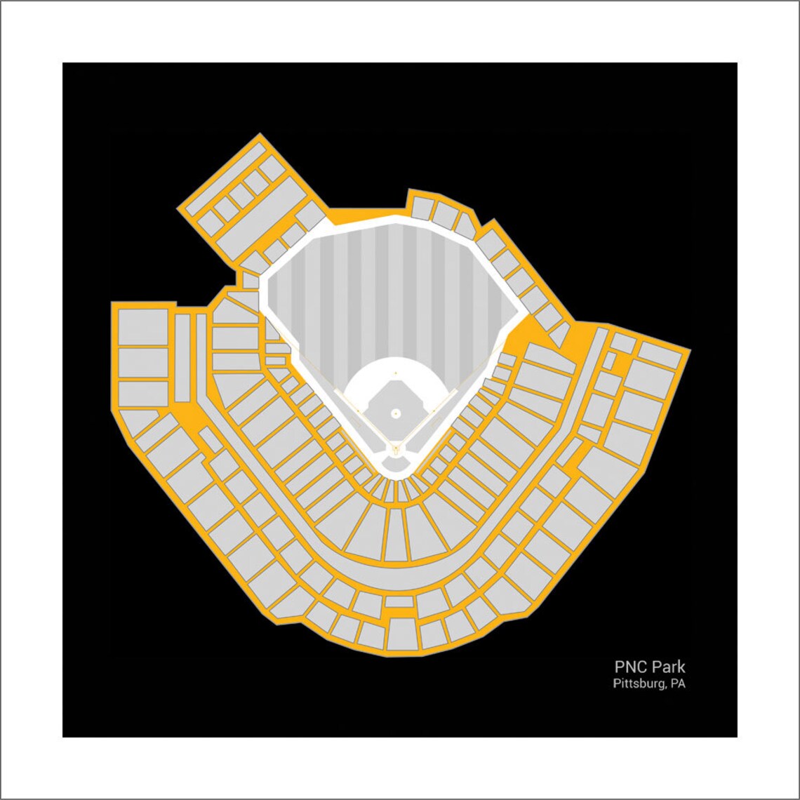 PNC Park Pittsburgh Pirates Stadium Seating Art Print Etsy