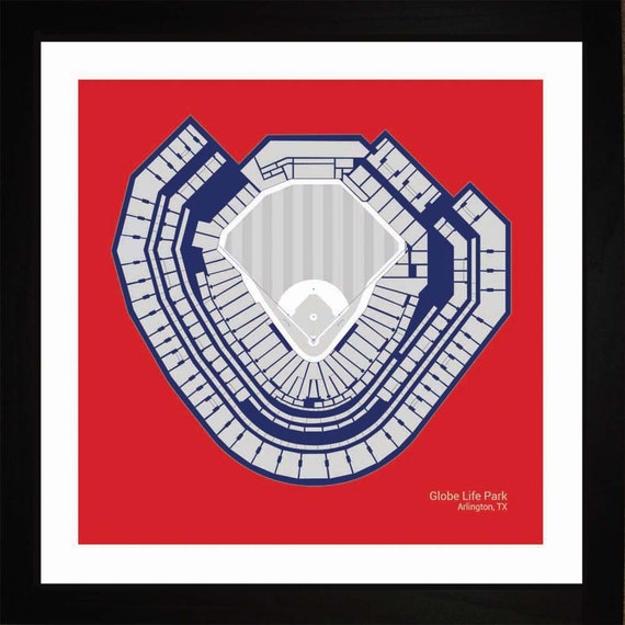 Globe Life Park Texas Rangers Stadium Seating Art Print Etsy