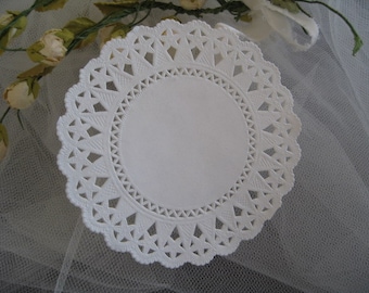 50 pcs 3.5" inch Off White Star LACE  Paper Doily Round Weddings Events decorations Cards