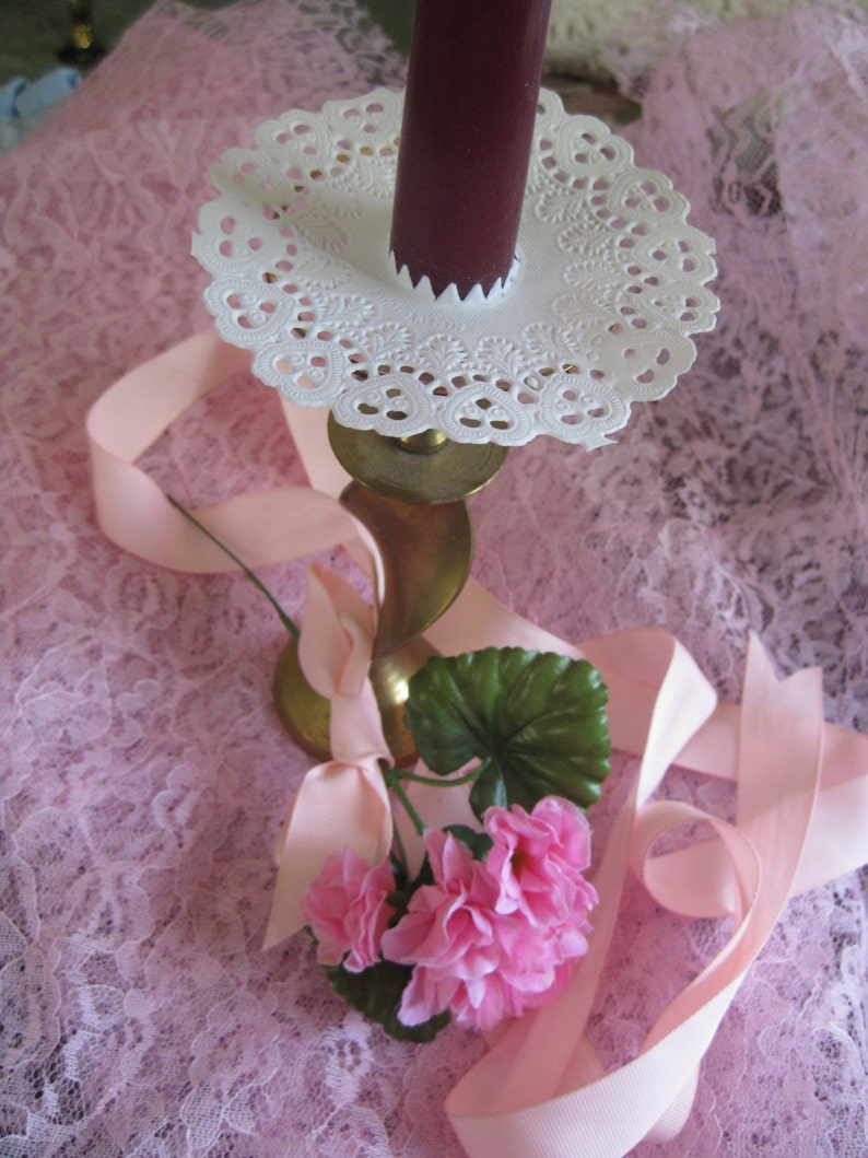 LACE Paper WINE Glass Stem markers VICTORIAN heart doily 12 Etsy
