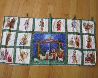 Quilt type Holy Family Manger Scene Christmas Nativity Wall hanging fabric Banner