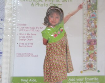 Charles Craft "Watch Me Grow" Cross Stitch Vinyl Growth & Photo Chart KIT NIP