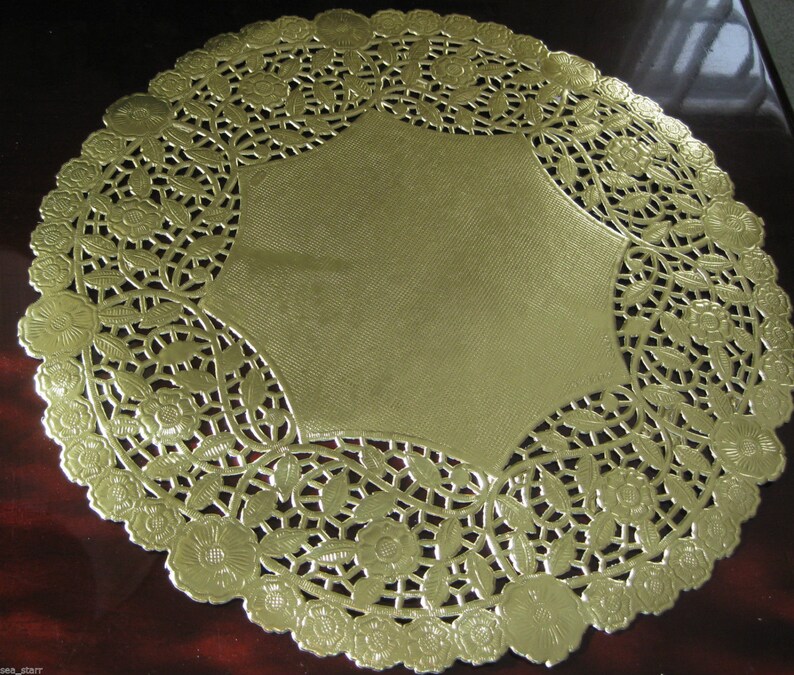 12 Inch Round Gold Foil PAPER LACE Doilies Craft Cards Etsy