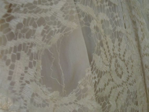 VTG 20s Off White Ivory Silk Lace Chiffon Panels … - image 6