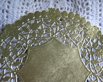 20 pc 6" inch ROUND Gold t Paper Lace Doily Crafts  Cards Valentine