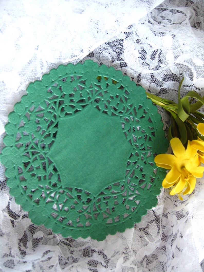 6 Inch Round Green PAPER LACE Doilies Craft Cards Etsy