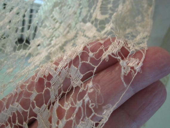 VTG 20s Off White Ivory Silk Lace Chiffon Panels … - image 5