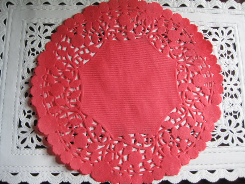 10 Pcs 8 Inch Round Red PAPER LACE Doilies Craft Cards Etsy